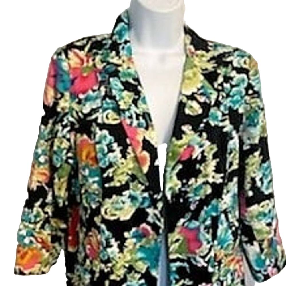 Notations Size PXL Black Floral Light Weight Jacket/Blazer
